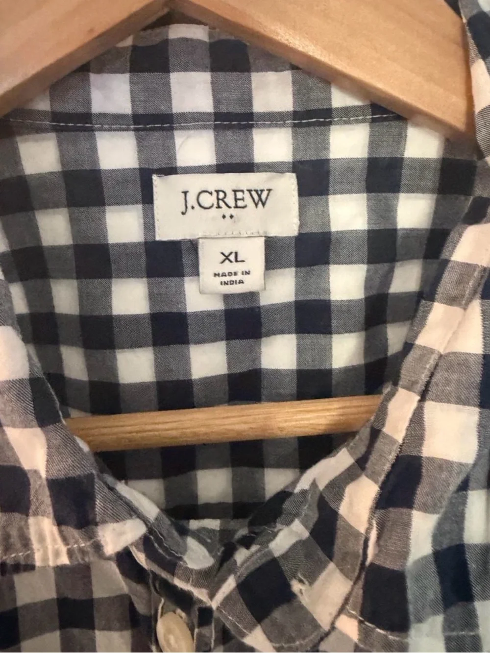 J. Crew Navy and White Gingham Button-Down Shirt